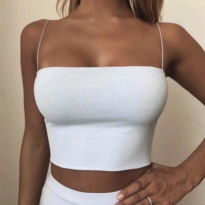 2020 Summer Womens Crop Top Sexy Elastic Cotton Camis sleev