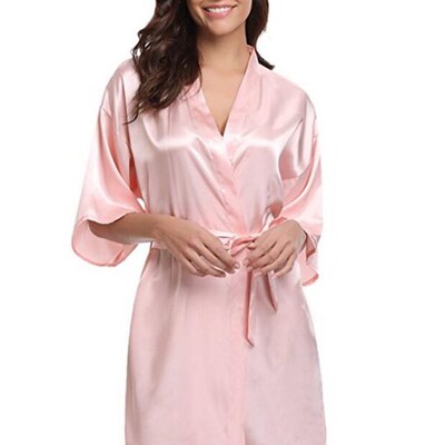 RB032 2018 New Silk Kimono Robe Bathrobe Women Silk Bridesma
