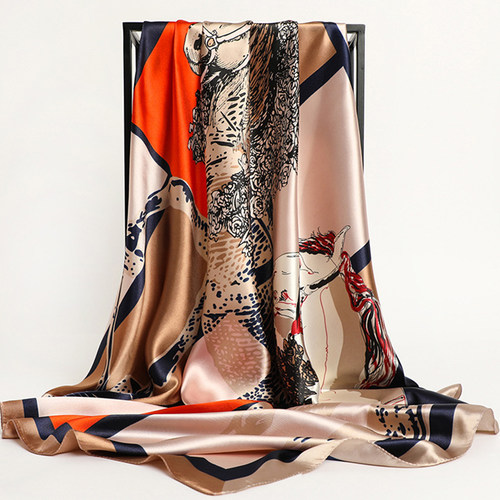 90*90cm Fashion Scarves Women Shawl Satin  Female Bandana Sq
