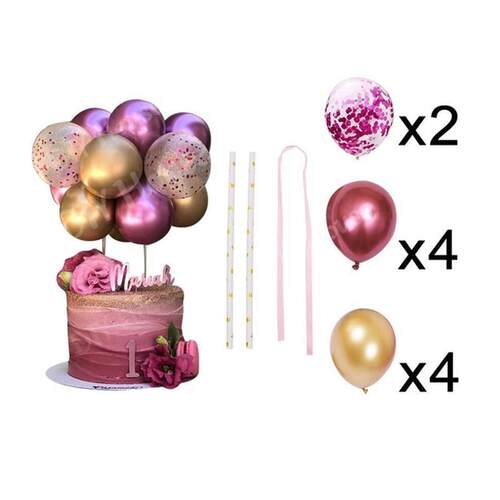 10pcs 5 Inch Metal Balloon Cake Topper Confetti Balloons