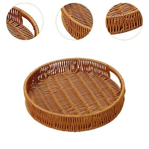 Woven Serving Tray Round Biscuit Cookies Pastry Display