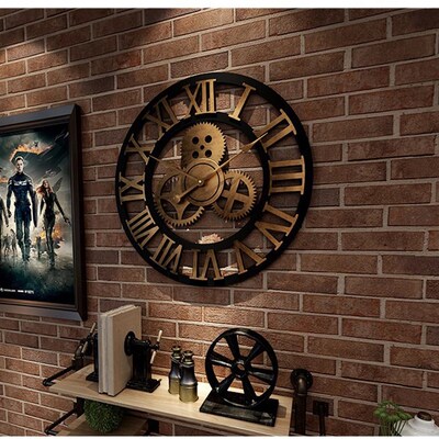 Creative retro wall clock fashion wall clock decorative gear