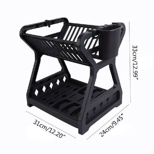 Kitchen Dish Bowl Drying Rack 2-layers Draining Storage