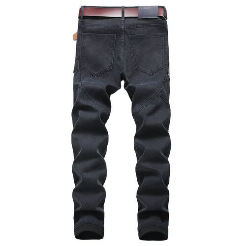 Autumn and winter jeans mens straight elastic Multi Pocket