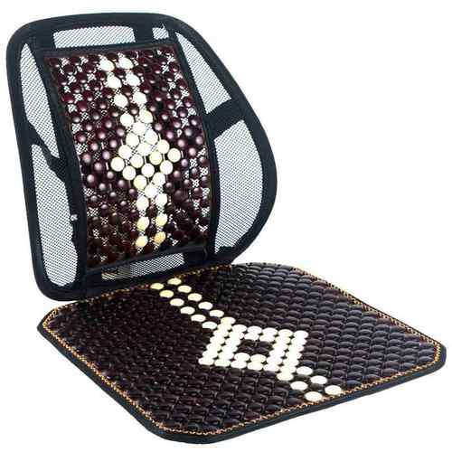 汽车腰靠垫木珠透气护腰坐垫一体主驾驶腰拖座椅夏冰丝靠背垫车用