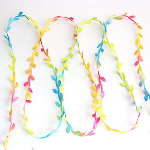 10yards Silk Leaf-Shaped Handmake Artificial Green Leaves fo