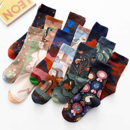 Women Long Sock Cartoon Print Creative Fashion Personalized
