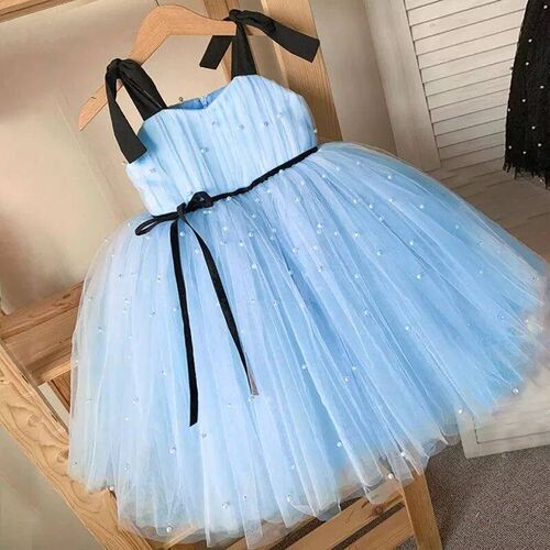 Summer Girl Tulle Dress Princess Party Tutu Fluffy Pearl Dre