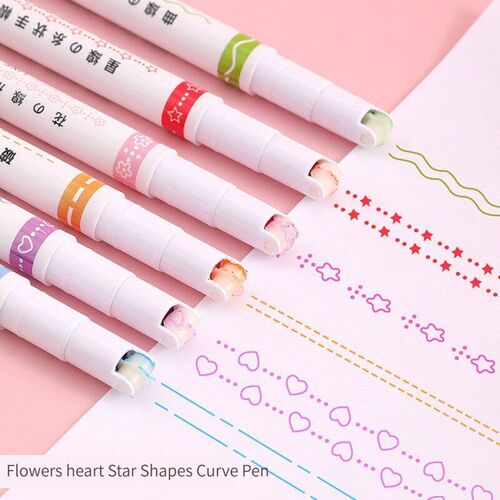 1/6Pcs/set Kawaii Flowers Line Shaped Highlighter Gel Pens R