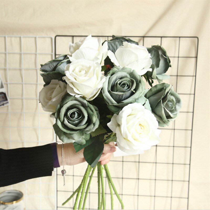 5Pcs Artificial Flowers Bouquet Beautiful Silk Roses Wedding图片