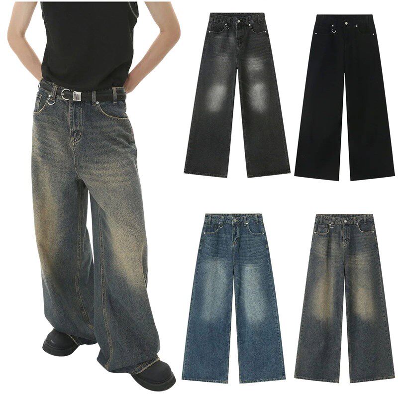 Vintage Jeans For Men Wide Leg Sweatpants Mens Baggy Jeans图片