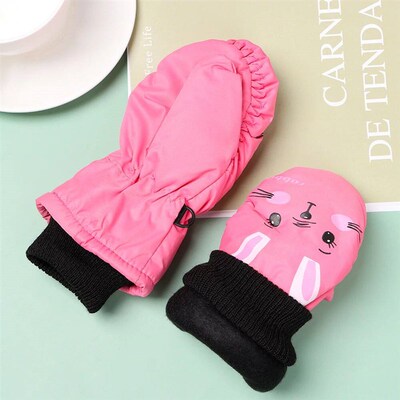 Baby Kids Gloves Winter Warm Thick Windproof Cartoon Rabbit