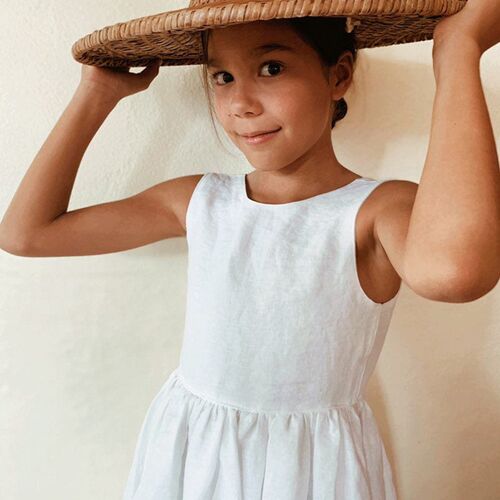 Girls Dress 2023 Summer New Back Split Deep V-Neck Sleevele