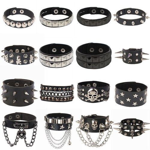 2022 Skull Star Heart Punk Gothic Rock Three Row Metal Stud
