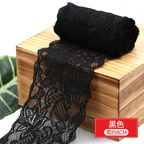8cm Spandex Lace Elastic Crafts Sewing Ribbon White Black Sr