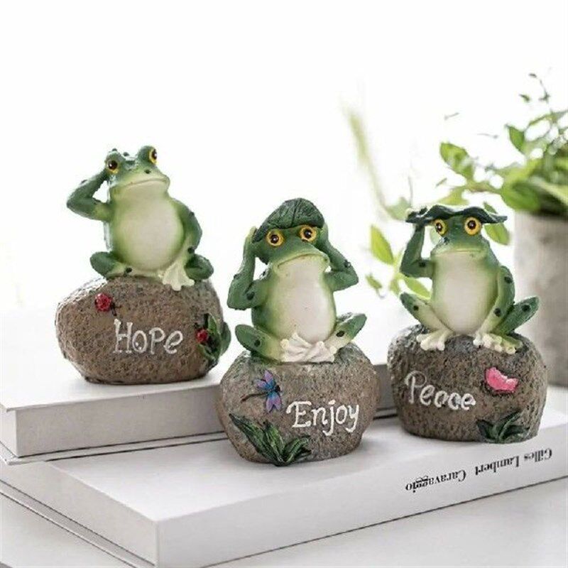 Funny Cute Resin Frog Statue Cartoon 3D Garden Frog图片