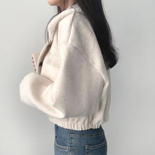 CP Korean Lapel Wool Coats Women Fashion Single Breasted