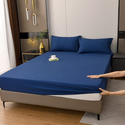 Solid lor Washed tton Sanding Bed ver Single Double Non-slip