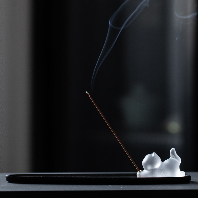 一笑间猫香插香座线香插创意可爱小猫咪琉璃香薰炉摆件,家居饰品,香薰炉,淘宝优惠券,粉丝福利购,淘宝优惠卷