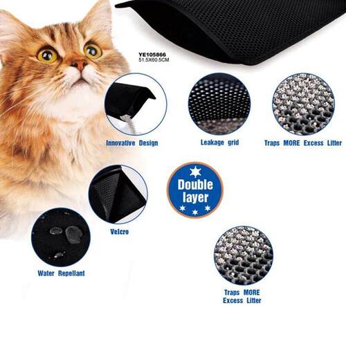 Pet Cat Litter Mat Double Layer Waterproof Litter Cat Pads T