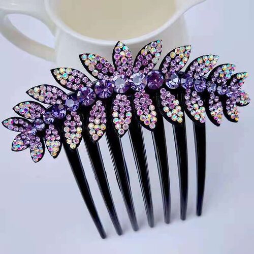 Luxury Crystal Rhinestones Flower Hair Combs Clip Vintage Ha