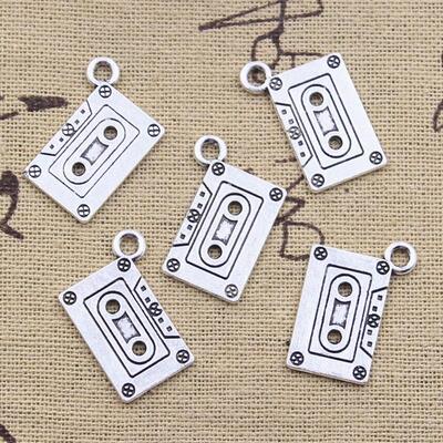 20pcs Charms Retro 80s Cassette Tape 20x13mm Antique Silver
