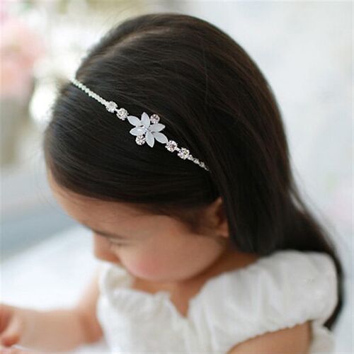 Pretty Baby Girls White Snowflake Beaded Hair Band Headband