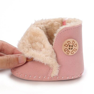 Newborn Baby Fuzzy Winter Boots Fleece Soft Sole Anti-Skid S