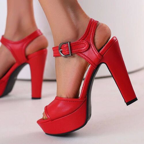 Platform Womens Sandals Summer Shoes White Red Black High