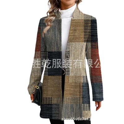 2025 Plus Size Womens Solid lor Small Suit Enters E-commerc