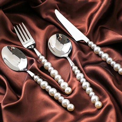 1/3/4Pcs Pearl Cutlery Set Western 18/10 Stainless Steel Tab