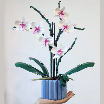 Moc Bouquet Orchid block flower Succulents Potted Building B