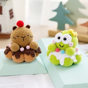 胖小森手作钩针卡皮巴拉甜甜圈玩偶萌小吖毛线手工diy编织材料包