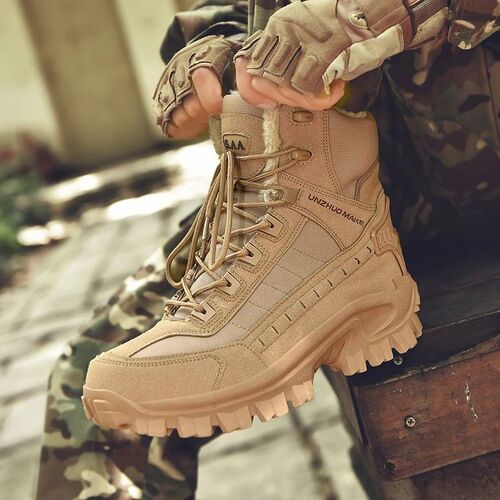Mens Military Boot Combat Mens Ankle Boot Tactical Warm Fur