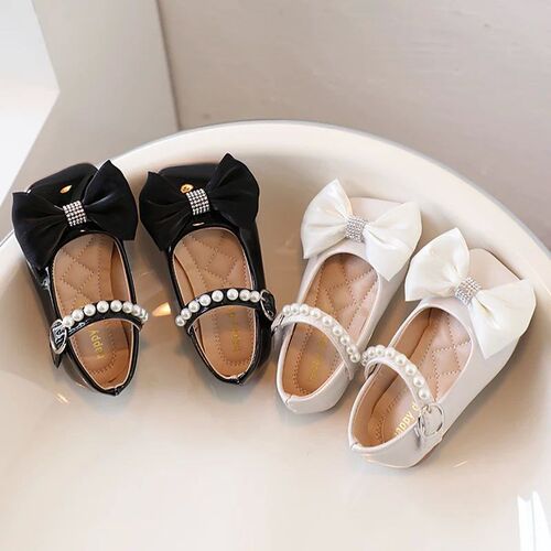 Girls Flower Wedding Shoes for Baby Kids Flats String Bead M
