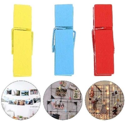 30 Pcs Color Photo Folder Clothes Pins Small Photos Clips