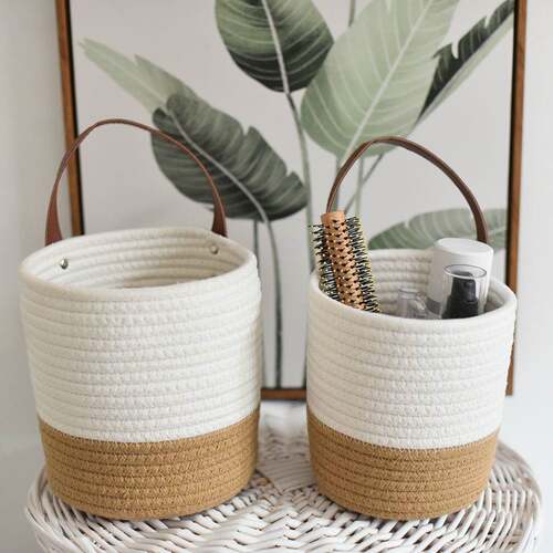 Nordic woven basket cotton woven wall hanging basket storage