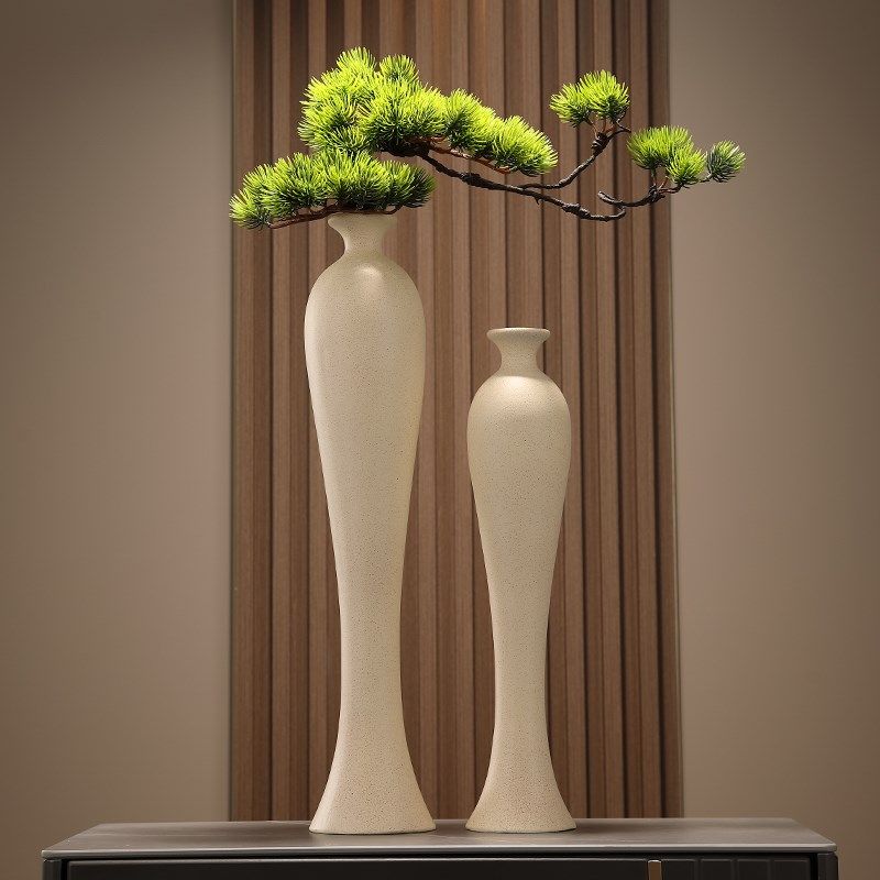 入户门玄关造景客客厅电视柜迎客松花瓶摆件细长竖高档装饰工艺品,家居饰品,装饰摆件,淘宝优惠券,粉丝福利购,淘宝优惠卷