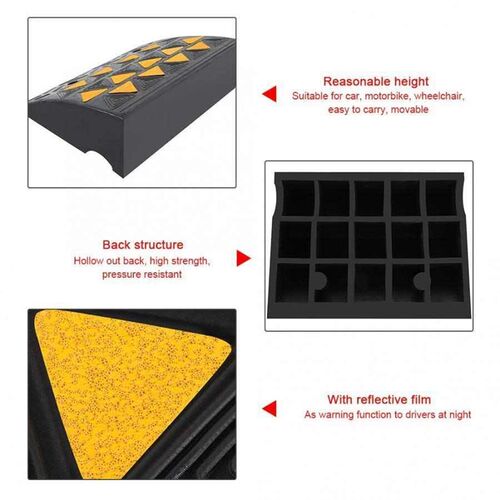 2pcs Heavy Duty Rubber Curb Ramps Driveway Threshold Ramp fo