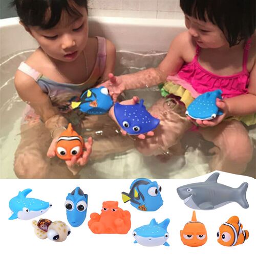 Finding fish Baby Bath Squirt Toys Kids Funny Soft Rubber Fl