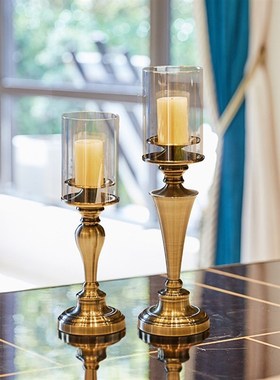 欧式家居饰品摆件样板房装饰金属烛台创意书房客厅复古装饰工艺品