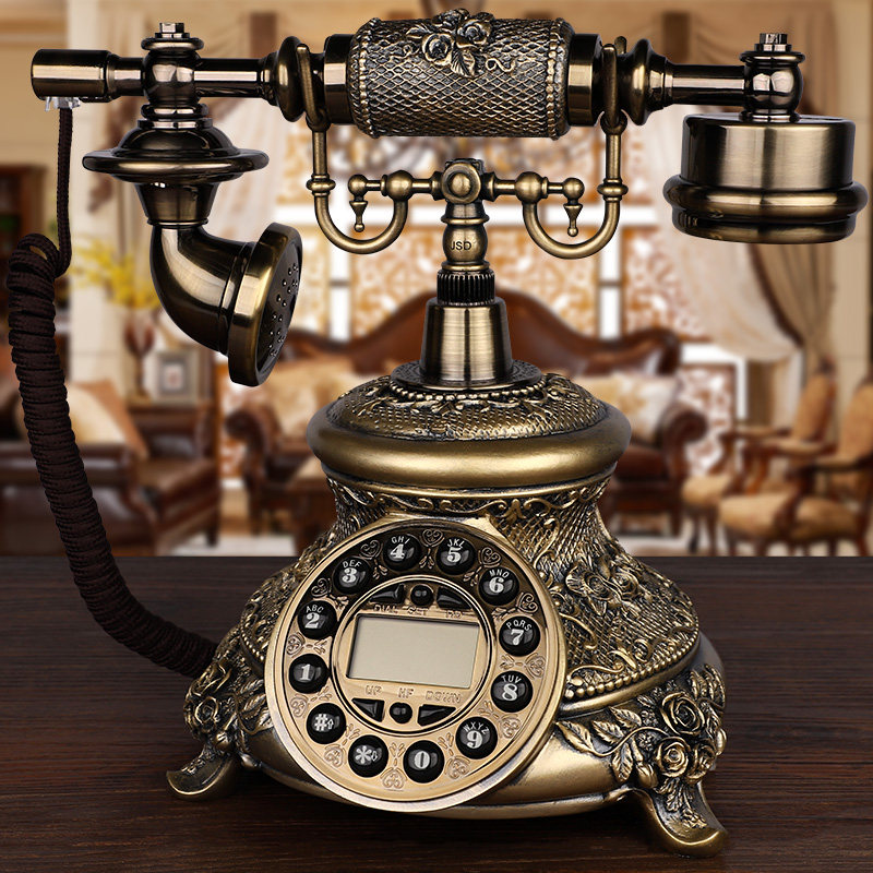 复古电话机座机家用欧式老式仿古电话机固定无线插卡旋转客厅有线