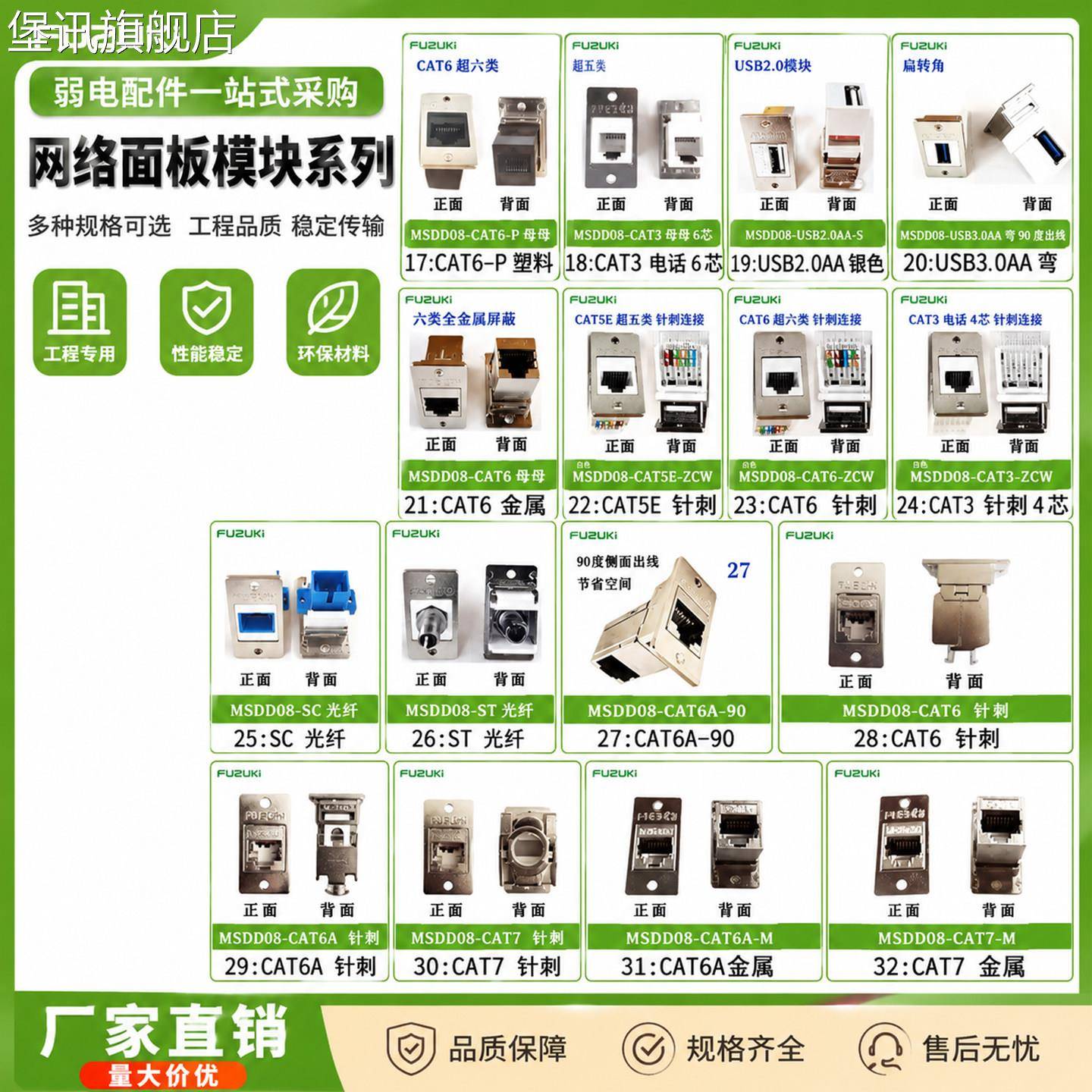 堡讯适用MSDD08网路接口插座usb转接口电话线hdmi音频typec电视母