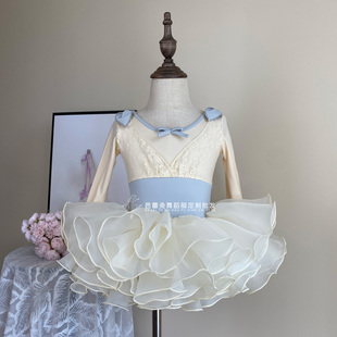 儿童舞蹈服秋冬新款 体操练功芭蕾舞服专业中国舞蓬蓬纱裙 女孩长袖