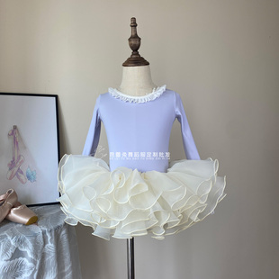 儿童舞蹈服女童春秋网纱长袖 芭蕾舞裙幼儿体操练功服中国舞跳舞服