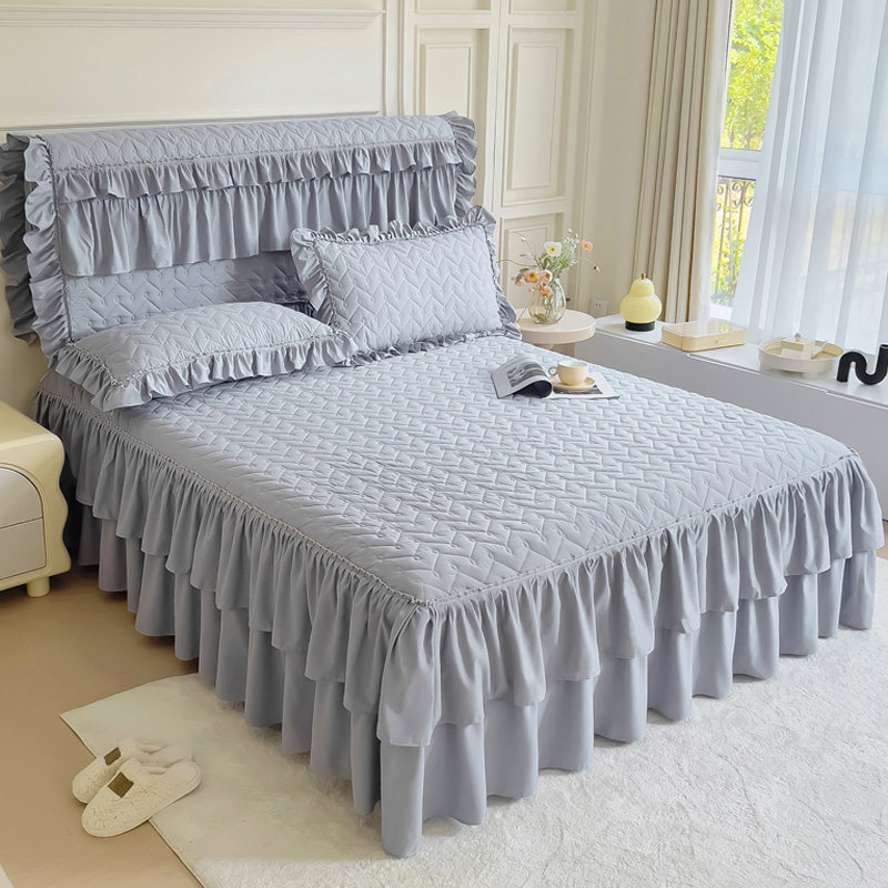 欧式夹棉磨毛床裙床罩单件家用防滑1.5米1.8花边床套防尘床围四季,床上用品,床裙,淘宝优惠券,粉丝福利购,淘宝优惠卷