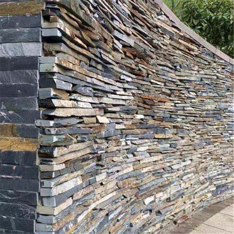 供应板岩文化青石板乱条庭院花园花池壁炉不规则乱边毛边条石材