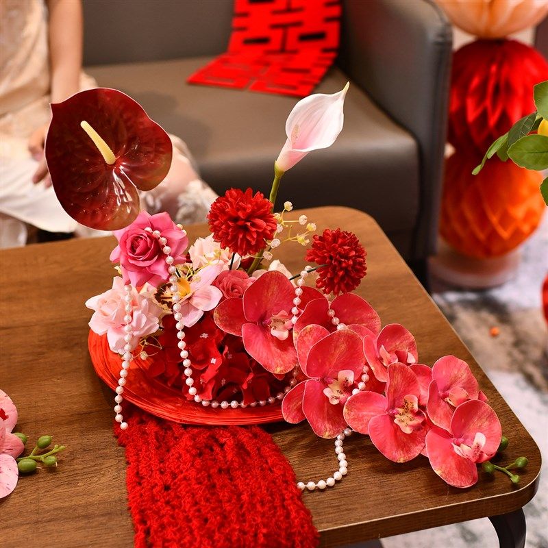婚房布置仿真花桌面灯笼花艺装饰茶几床头桌花高级感婚礼用品,节庆用品/礼品,婚房装扮用品,淘宝优惠券,粉丝福利购,淘宝优惠卷