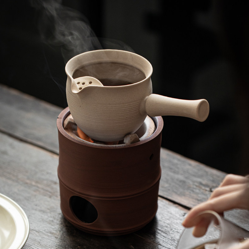 白红泥煮茶罐侧把过滤公道杯 茶具耐热烤茶罐煮白茶八宝茶罐罐茶