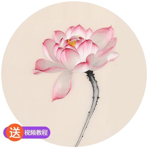 (画面饱满)苏绣DIY套件刺绣3联荷花苏绣材料包自绣送教程